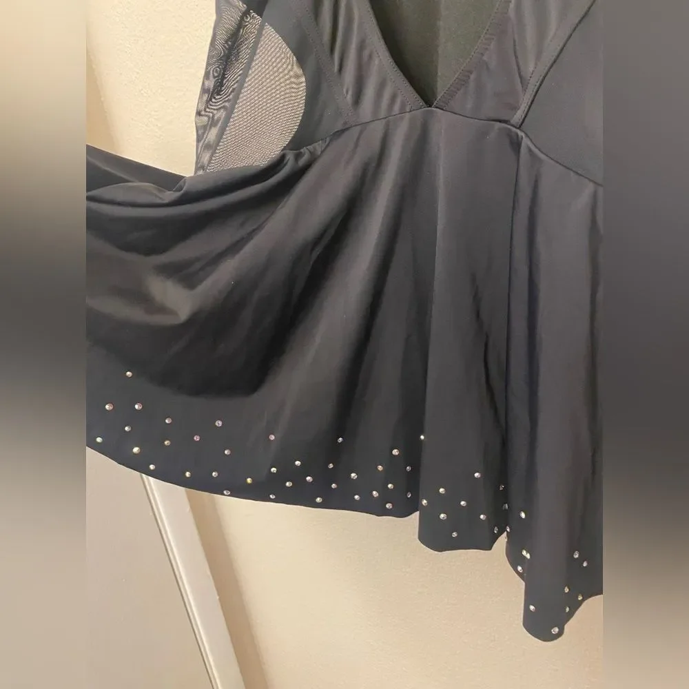 WEISSMAN Ivy Sky Dance Costume black Crystal Back Panel Dress Dress XLA adult